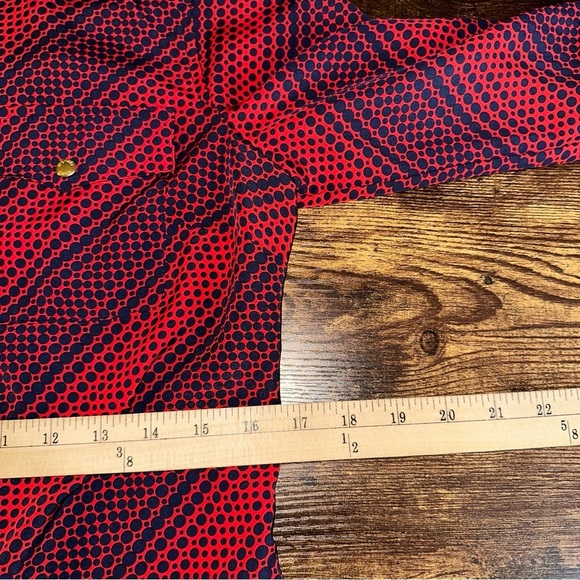 Michael Michael Kors Top Small Navy Red Womens Polka Dot Geometric Print Blouse - Picture 8 of 12